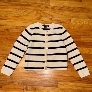 French Connection Black and White Striped Cropped Cardigan